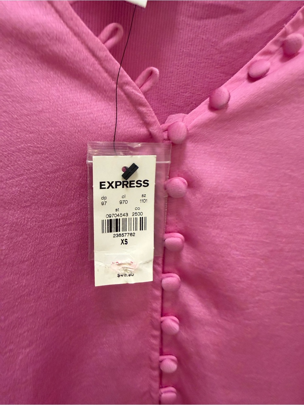 Express Hot Pink Ruffle-Trim Button Front Blouse - Picture 5 of 6